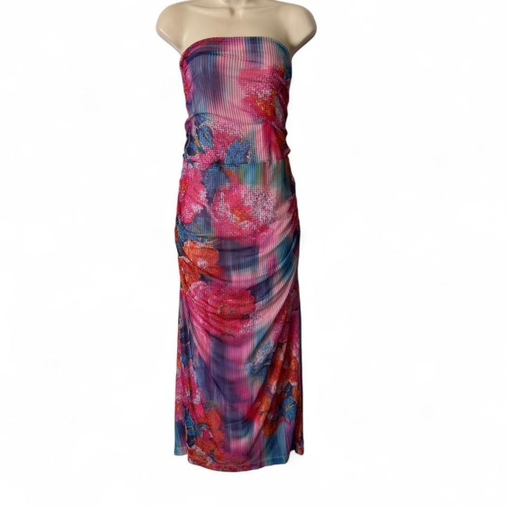 Anthropologie Strapless Ruched Midi‎ Dress